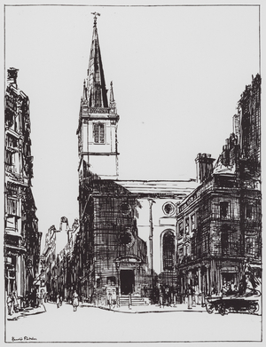 London: St Margaret Pattens, Road Lane, Eastcheap (litho)
