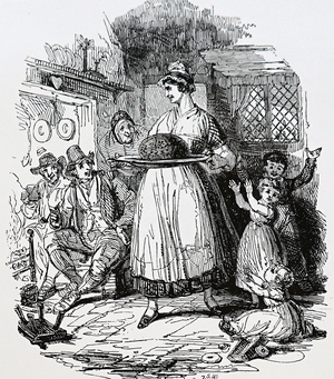 Bringing in the Christmas Pudding, 1848 (engraving)