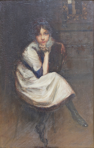 Portrait of a young girl sitting, 1913 (oil on panel)