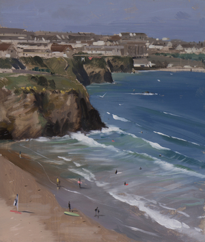 Tolcarne beach, early afternoon, July, 2015 (oil on board)