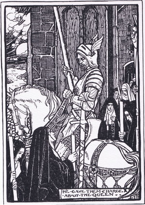 He gave them charge about the Queen (Guinevere) (litho)