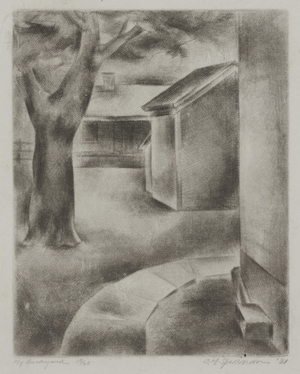 My Backyard, 1934 (mezzotint)