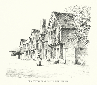 Old Cottages at Castle Hedingham (litho)