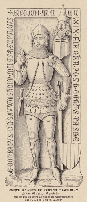 Tomb of Konrad von Seinsheim in the Johanniskirche in Schweinfurt, Bavaria (engraving)
