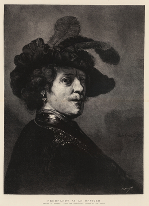 Rembrandt as an Officer, 17th century published 1889 (engraving)