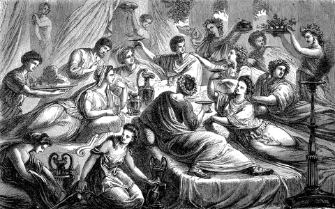 The banquet of a noble Roman in ancient Rome