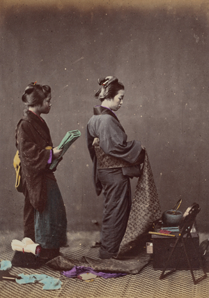 Putting on the Obi or Girdle,1868 (photo)