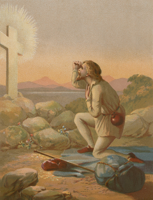 Christian in sight of the Cross (chromolitho)