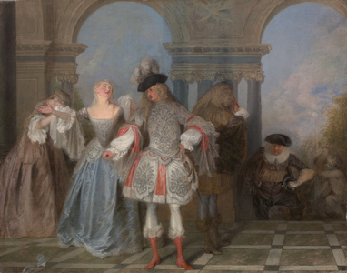 The French Comedians, c.1720 (oil on canvas)