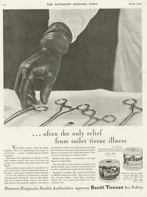 Scot Tissues/ Waldorf Magazine, advert, USA, 1930s
