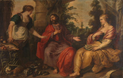 Christ with Martha and Mary, c.1630-1634 (oil on canvas)