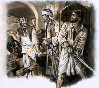 John Fox was captive for 14 years before escaping from a Turkish jail (gouache on paper)