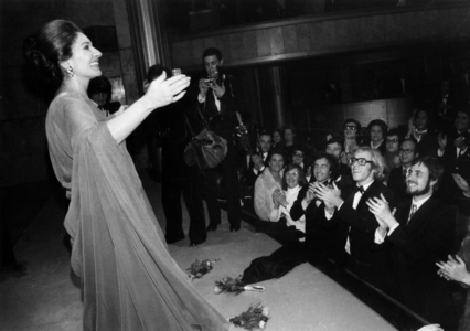 Maria Callas on Stage at Theatre Des Champs Elysees in Paris December 8, 1973 (b/w photo)