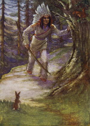 "Do not shoot us, Hiawatha" (colour litho)