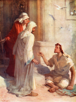 At the Gate Beautiful, Acts iii, 2 (colour litho)