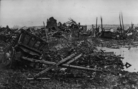Destroyed Buildings near Arras, 1917 (b/w photo)