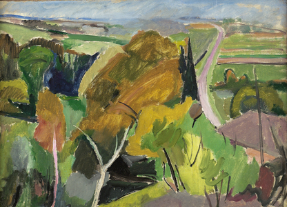 Autumn landscape, Lot et Garonne, c.1930  (oil on panel)