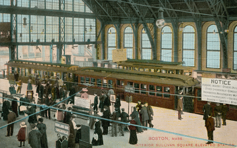 Sullivan Square station, Boston, Massachusetts, USA (coloured photo)