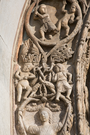 St Mark's Basilica, bas relief, central portal, Venice, Italy (photo)