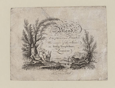 Engraver and Printer, Bland, trade card (engraving)