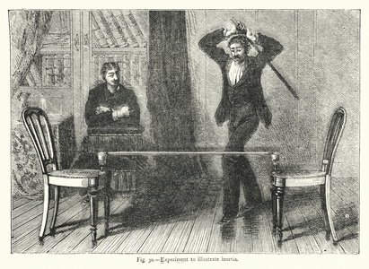 Experiment to illustrate inertia (engraving)