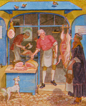 Metzgerladen / Butcher Shop (colour litho)