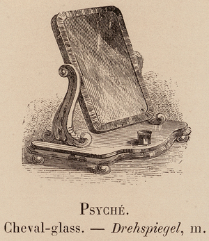 Le Vocabulaire Illustre: Psyche; Cheval-glass; Drehspiegel (engraving)