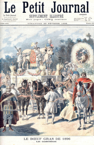 The procession of the fat beef, Paris, 1896 (illustration)