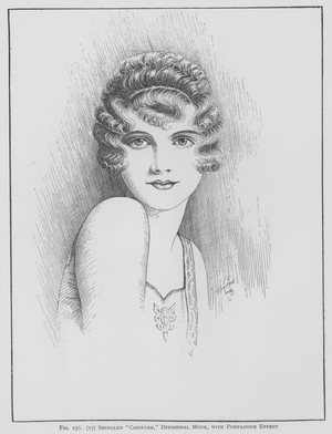 Shingled Coiffure, divisional mode, with pompadour effect (litho)