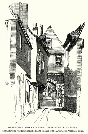 Gatehouse and Cathedral Precincts, Rochester (engraving)