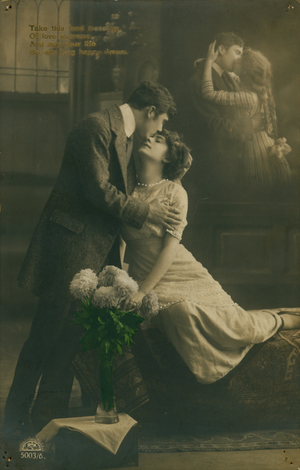 A postcard showing passionate Edwardians, UK, early 20th century