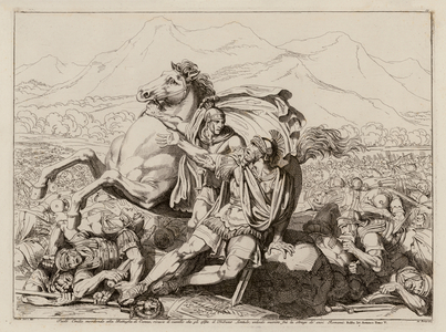Death of Lucius Aemilius Paullus at the Battle of Cannae, 216 BC (etching)