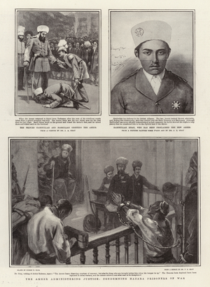 The Ameer Administering Justice, Condemning Hazara Prisoners of War (litho)