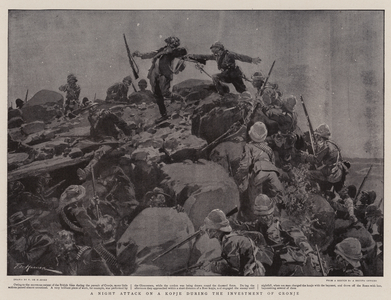 A Night Attack on a Kopje during the Investment of Cronje (litho)