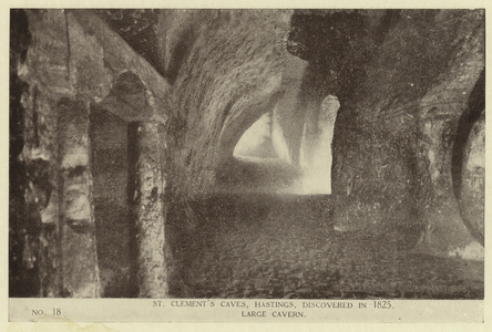 St Clement's Caves: Large Cavern (b/w photo)
