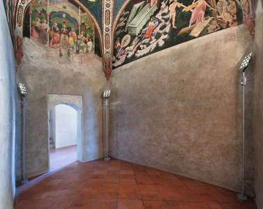 View of the chapel with frescoes by the Master of Vignola, The Contrari Chapel, Vignola Stronghold, c.1420 (photo)