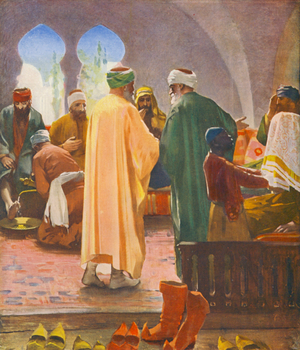 Holy Land: "Friend, go up higher," Belladeen hospitality (colour litho)