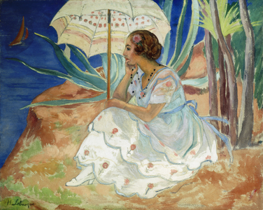 Young woman with an Umbrella, Saint Maxime; Jeune Fille a l'Ombrelle Saint-Maxime, c.1918 (oil on canvas)