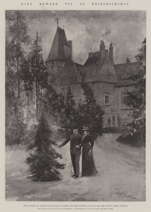 King Edward VII at Friedrichshof (litho)