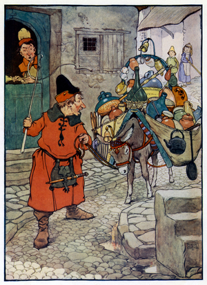 Illustration for The Story of Tom The Piper's Son (colour litho)