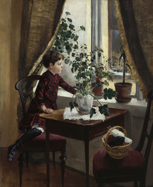 Interior with Child (oil on canvas)