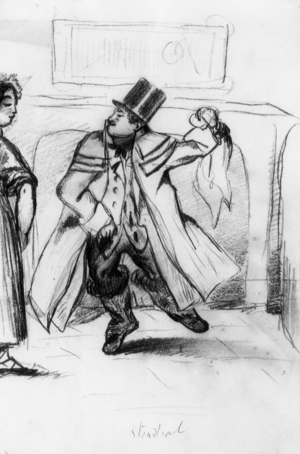 The novelist Stendhal drawn by writer Alfred de Musset, 19th century