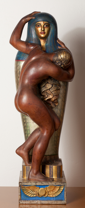 Posthumous love Amor pòstum. Polychromed mahogany wood of Cuba. 110,40x34,1cm. 1933. Museum ref 2813.