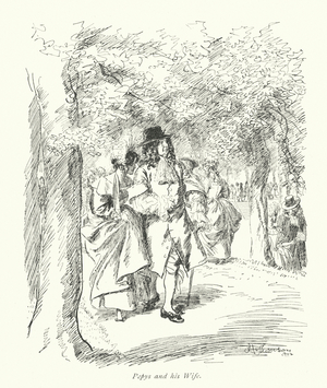 London: Pepys and his Wife (colour litho)