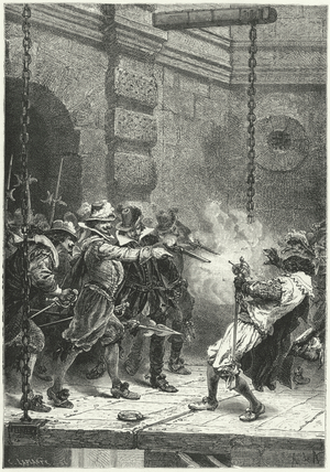 Assassination of Concini Concini, Marshal d'Ancre, Minister to Louis XIII of France, 1617 (engraving)