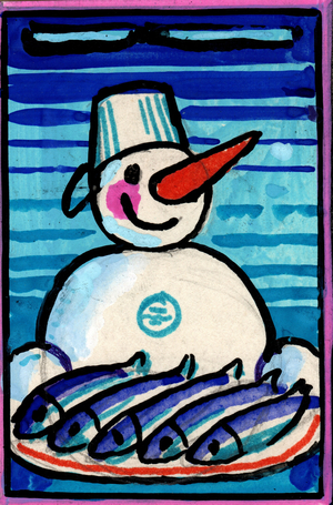 Buy Fish, 1982 (gouache on paper)