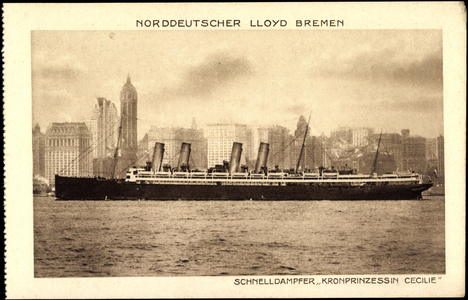 Northern German Lloyd Bremen, steamer Prinzess. Cecilie
