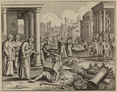 St Paul healing a man who was lame and had never walked (engraving)