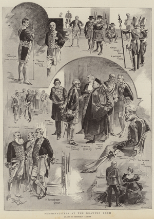 Personalities at the Drawing Room (litho)