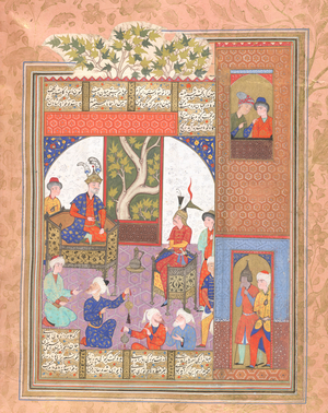 Gudarz relating to Giv the dream in which he was told to send Giv to find Kai Khusrau.